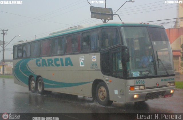 Viação Garcia 6916 na cidade de Londrina, Paraná, Brasil, por Cesar H. Pereira. ID da foto: 65829.