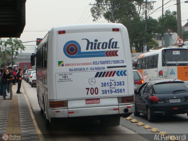 Nicola Transportes e Turismo 700 na cidade de São Paulo, São Paulo, Brasil, por Antonio Carlos Pangardi. Número da foto: #207045.