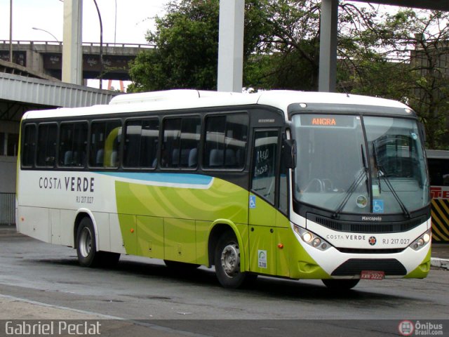 Costa Verde Transportes RJ 217.027 na cidade de Rio de Janeiro, Rio de Janeiro, Brasil, por Gabriel Peclat. Número da foto: #214806.
