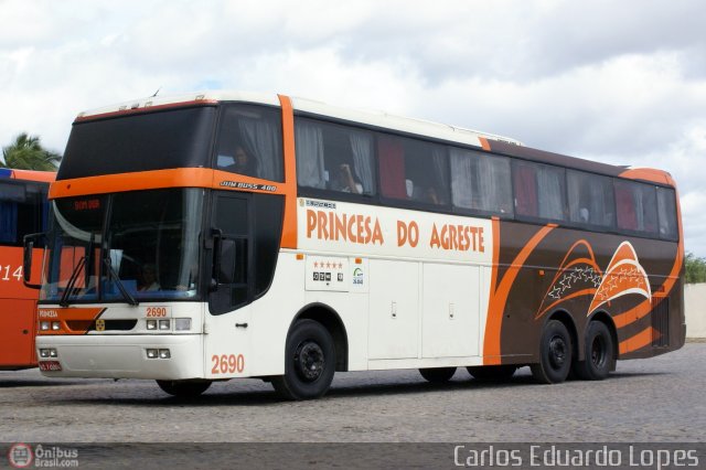Auto Viação Princesa do Agreste 2690 na cidade de Caruaru, Pernambuco, Brasil, por Carlos Eduardo Lopes. Número da foto: #248765.