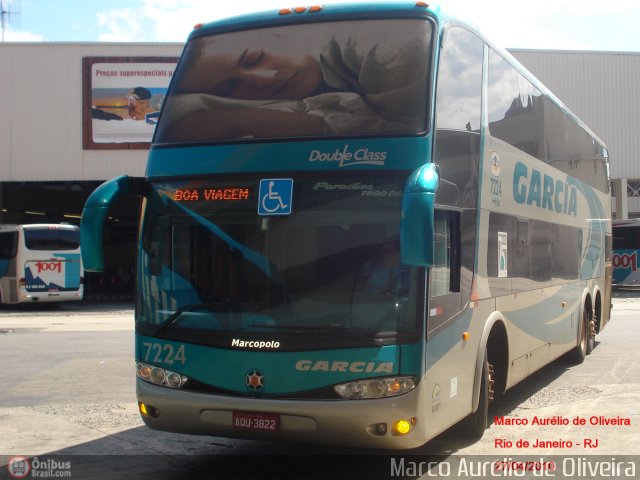 Viação Garcia 7224 na cidade de Rio de Janeiro, Rio de Janeiro, Brasil, por Marco Aurélio de Oliveira. ID da foto: 264395.