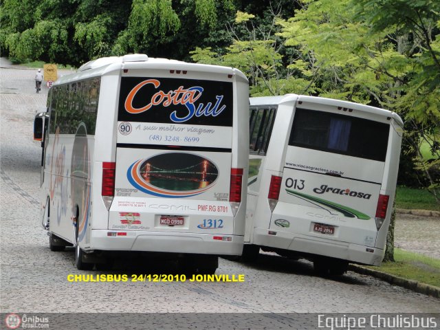 Costa Sul Turismo 1312 na cidade de Joinville, Santa Catarina, Brasil, por Paulo Roberto Chulis. Número da foto: #270225.