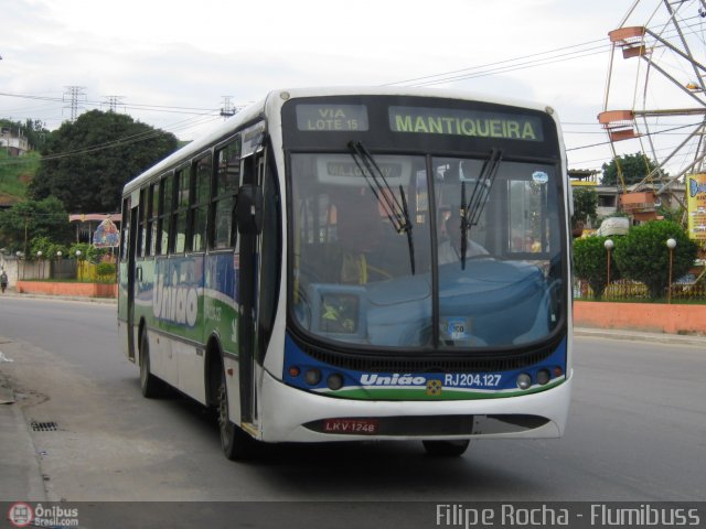 Viação União RJ 204.127 na cidade de Belford Roxo, Rio de Janeiro, Brasil, por Filipe Rocha. Número da foto: #274675.