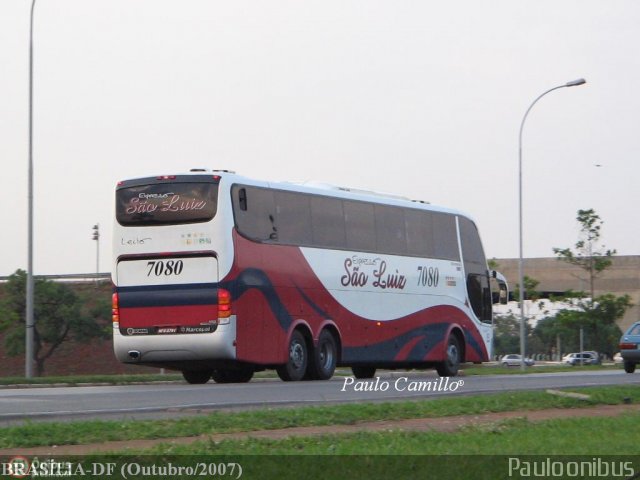 Expresso São Luiz 7080 na cidade de Brasília, Distrito Federal, Brasil, por Paulo Camillo Mendes Maria. Número da foto: #89692.