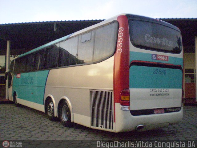 Empresa de Ônibus Nossa Senhora da Penha 33569 na cidade de Vitória da Conquista, Bahia, Brasil, por Diego Charlis Coelho. ID da foto: 109965.