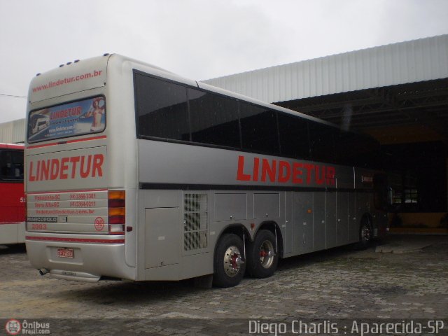 Lindetur - Empresa de Transportes Rodoviarios Lindermann 2003 na cidade de Aparecida, São Paulo, Brasil, por Diego Charlis Coelho. ID da foto: 118392.