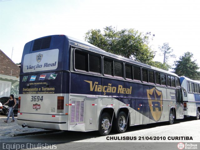 Viação Real 3694 na cidade de Curitiba, Paraná, Brasil, por Paulo Roberto Chulis. Número da foto: #134714.