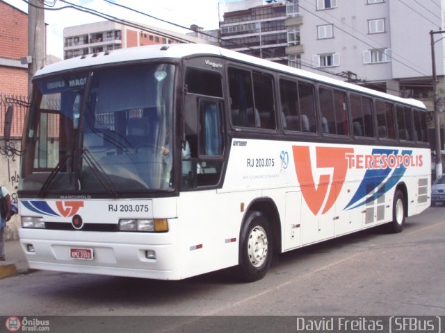 Viação Teresópolis RJ 203.075 na cidade de Teresópolis, Rio de Janeiro, Brasil, por David Freitas. Número da foto: #166458.