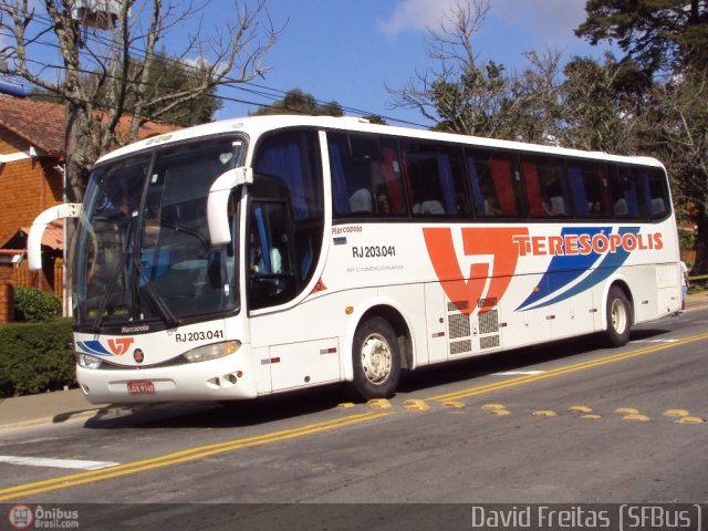 Viação Teresópolis RJ 203.041 na cidade de Teresópolis, Rio de Janeiro, Brasil, por David Freitas. Número da foto: #168463.