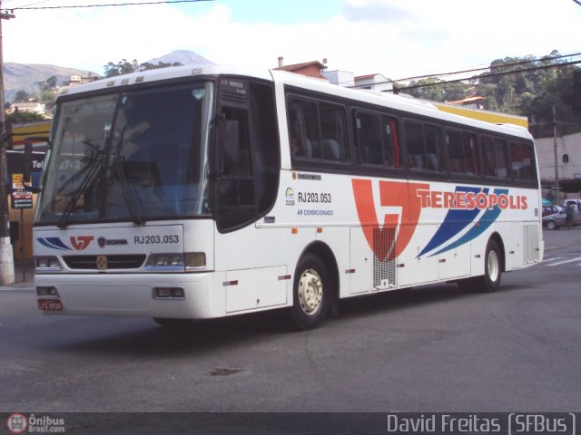 Viação Teresópolis RJ 203.053 na cidade de Teresópolis, Rio de Janeiro, Brasil, por David Freitas. Número da foto: #168444.