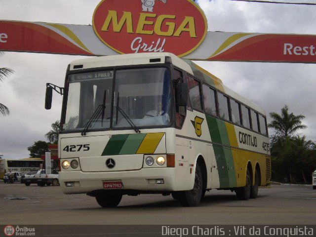 Empresa Gontijo de Transportes 4275 na cidade de Vitória da Conquista, Bahia, Brasil, por Diego Charlis Coelho. ID da foto: 170857.