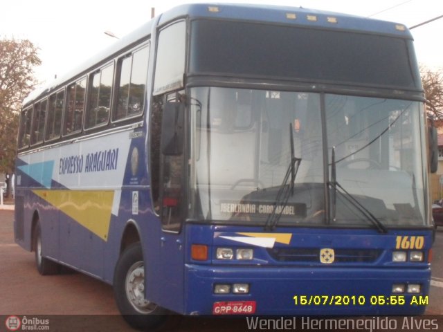 Expresso Araguari 1610 na cidade de Coromandel, Minas Gerais, Brasil, por Wendel Hermenegildo Alves. Número da foto: #178891.