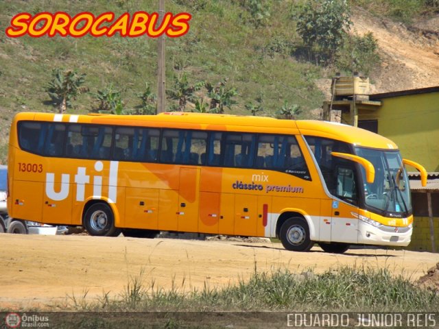 UTIL - União Transporte Interestadual de Luxo 13003 na cidade de Miracatu, São Paulo, Brasil, por EDUARDO - SOROCABUS. Número da foto: #187015.