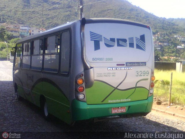 Turin Transportes 3299 na cidade de Ouro Preto, Minas Gerais, Brasil, por Alexandre Eustáquio. Número da foto: #173036.
